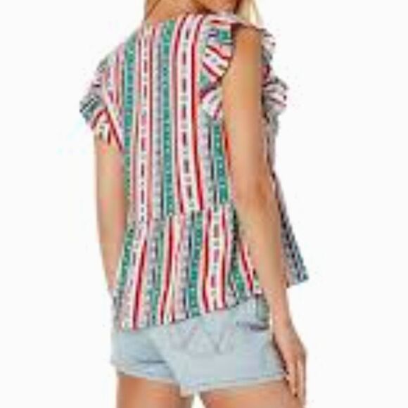 Wrangler Retro Southwestern Short Ruffle Sleeve Pearl Button Down Blouse Medium - Picture 10 of 13